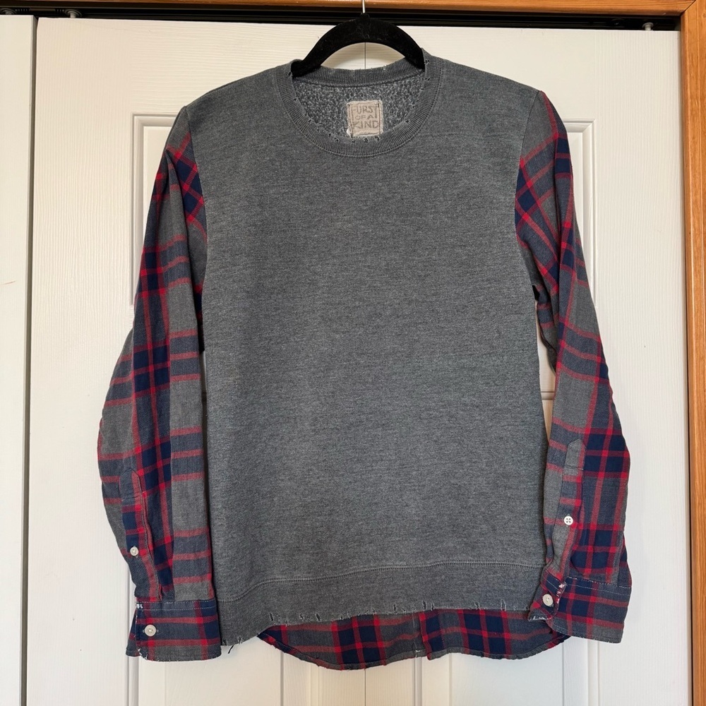 LF FURST OF A KIND‎ DISTRESS PLAID SWEATSHIRT